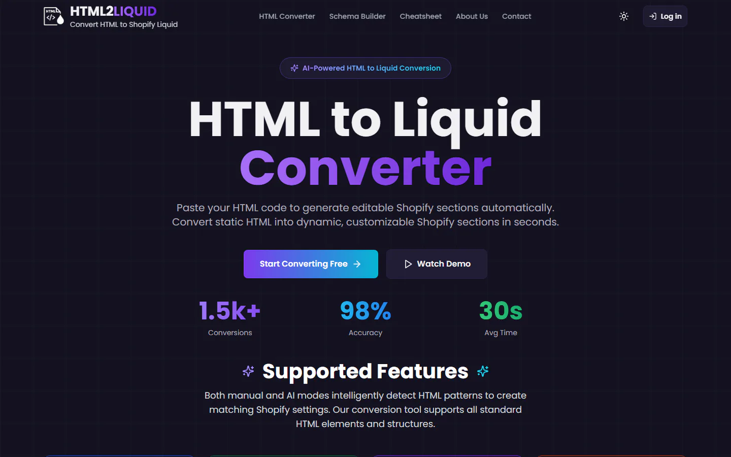 HTML2LIQUID converter homepage