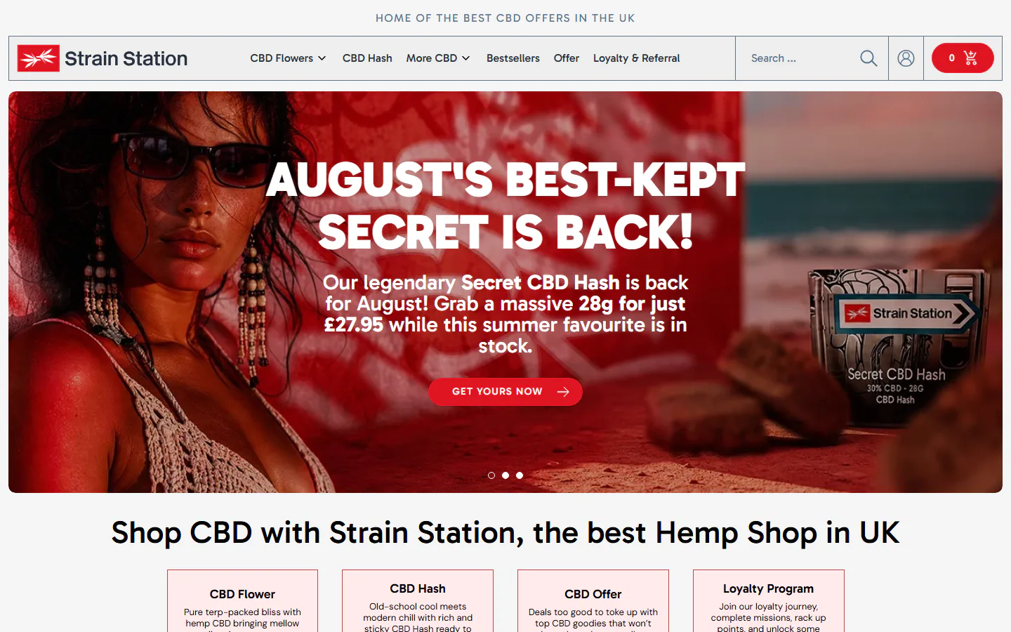 Strain Station Shopify store homepage