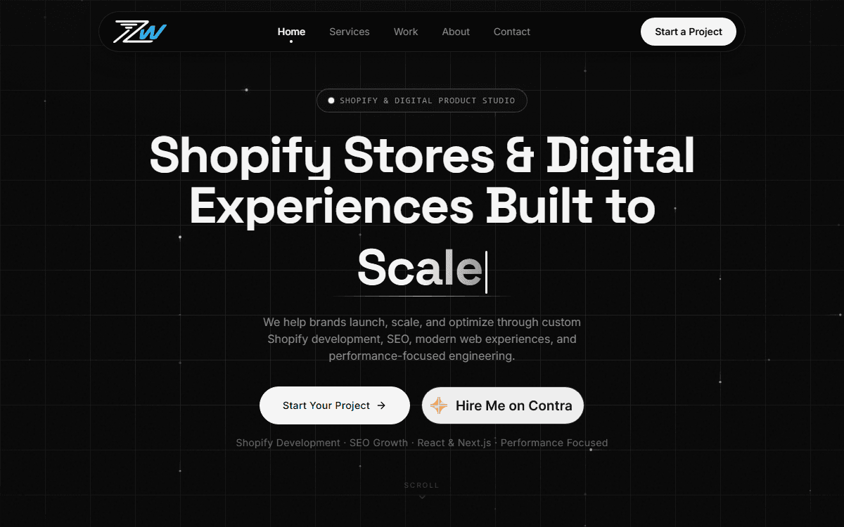 Zenvix Web digital product studio homepage